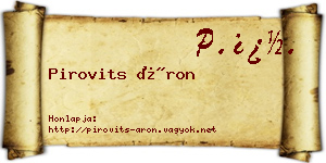 Pirovits Áron névjegykártya